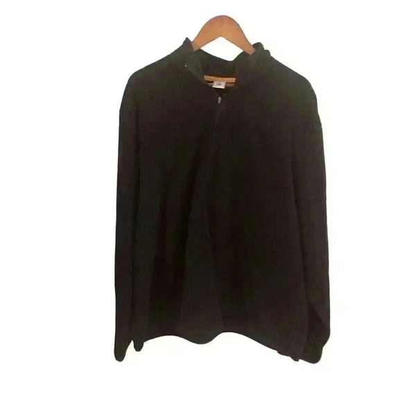 Old Navy Mens XXL Black 1/4 Zip Fleece Pullover Shirt L/S Zipper On Arm - Picture 1 of 5